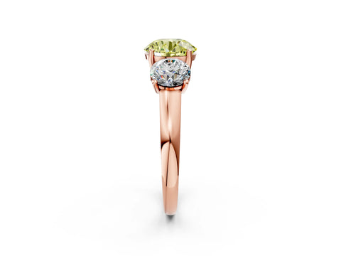 Rose gold Three-Stone Fancy Yellow Round Cut Cut Solitaire Ring with Classic Prong Setting_2