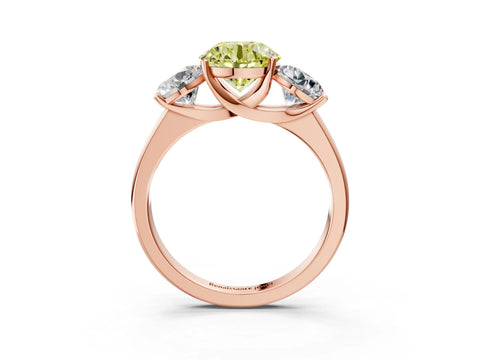 Rose gold Three-Stone Fancy Yellow Round Cut Cut Solitaire Ring with Classic Prong Setting_3