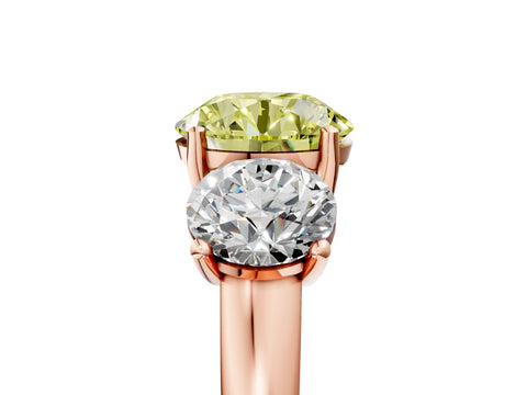 Rose gold Three-Stone Fancy Yellow Round Cut Cut Solitaire Ring with Classic Prong Setting_5