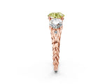 Rose gold Three-Stone Fancy Yellow Round Cut Diamond Braided Band Ring with Four-Prong Setting_36