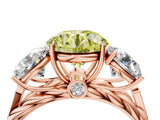 Rose gold Three-Stone Fancy Yellow Round Cut Diamond Braided Band Ring with Four-Prong Setting_38
