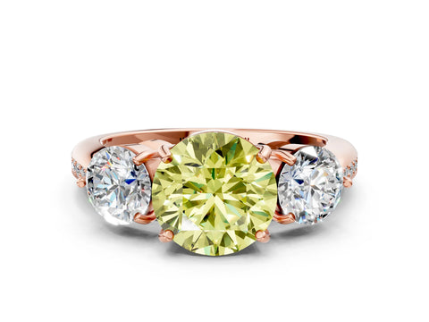 Rose gold Three-Stone Fancy Yellow Round Cut Diamond Channel Set Engagement Ring with Prong Setting_12