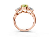 Rose gold Three-Stone Fancy Yellow Round Cut Diamond Channel Set Engagement Ring with Prong Setting_3