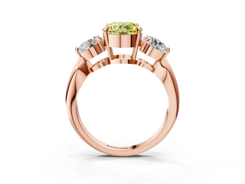 Rose gold Three-Stone Fancy Yellow Round Cut Diamond Channel Set Engagement Ring with Prong Setting_3