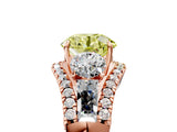 Rose gold Three-Stone Fancy Yellow Round Cut Diamond Engagement Ring with Pave Band and Prong Setting_5