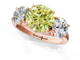 Rose gold Three-Stone Fancy Yellow Round Cut Diamond Engagement Ring with Prong Setting_4