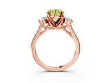 Rose gold Three-Stone Fancy Yellow Round  Cut Diamond Pavé Band with Four-Prong Setting_3