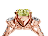 Rose gold Three-Stone Fancy Yellow Round  Cut Diamond Pavé Band with Four-Prong Setting_4