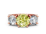 Rose gold Three-Stone Fancy Yellow Round  Cut Diamond Ring with Channel-Set Band and Four-Prong Setting_35