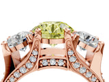 Rose gold Three-Stone Fancy Yellow Round  Cut Diamond Ring with Channel-Set Band and Four-Prong Setting_39