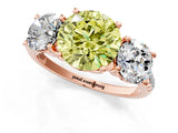 Rose gold Three-Stone Fancy Yellow Round Cut Diamond Ring with Pavé Band and Prong Setting_47
