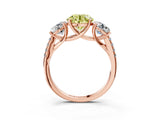 Rose gold Three-Stone Fancy Yellow Round Cut Diamond Ring with Pavé Band and Prong Setting_49