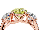 Rose gold Three-Stone Fancy Yellow Round Cut Diamond Ring with Pavé Band and Prong Setting_50