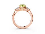 Rose gold Three-Stone Fancy Yellow Round  Cut Diamond Ring with Pear Side Stones in Four-Prong Setting_3