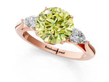 Rose gold Three-Stone Fancy Yellow Round Cut Diamond Ring with Pear  Side Stones in Four-Prong Setting_37