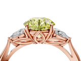Rose gold Three-Stone Fancy Yellow Round  Cut Diamond Ring with Pear Side Stones in Four-Prong Setting_4