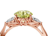 Rose gold Three-Stone Fancy Yellow Round Cut Diamond Ring with Pear  Side Stones in Four-Prong Setting_40