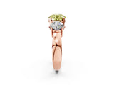 Rose gold Three-Stone Fancy Yellow Round Cut Diamond Ring with Round Side Stones, Classic Band, and Four-Prong Setting_2