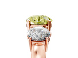 Rose gold Three-Stone Fancy Yellow Round Cut Diamond Ring with Round Side Stones, Classic Band, and Four-Prong Setting_5