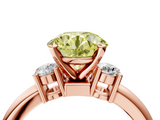 Rose gold Three-Stone Fancy Yellow Round  Cut Diamond Solitaire with Prong Setting and Classic Band_4
