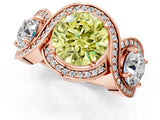 Rose gold Three-Stone Fancy Yellow Round Cut Diamond Wave Pave Band with Prong Setting_1