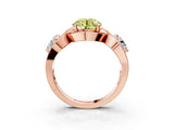 Rose gold Three-Stone Fancy Yellow Round Cut Diamond Wave Pave Band with Prong Setting_3