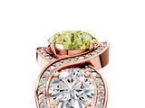 Rose gold Three-Stone Fancy Yellow Round Cut Diamond Wave Pave Band with Prong Setting_5