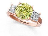 Rose gold Three-Stone Fancy Yellow Round  Cut Solitaire Ring with Prong Setting_4