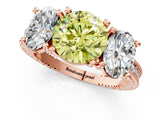 Rose gold Three-Stone Fancy Yellow Round  Diamond Milgrain Pave Band with Prong Setting 2