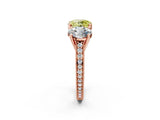 Rose gold Three-Stone Fancy Yellow Round  Diamond Milgrain Pave Band with Prong Setting 3