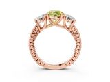 Rose gold Three-Stone Fancy Yellow Round  Diamond Milgrain Pave Band with Prong Setting 4