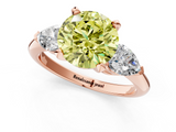 Rose gold Three-Stone Fancy Yellow Round  Diamond Ring with Pear Side Stones in Four-Prong Setting_1