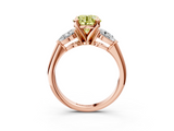 Rose gold Three-Stone Fancy Yellow Round  Diamond Ring with Pear Side Stones in Four-Prong Setting_3