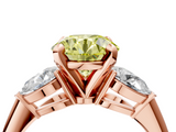 Rose gold Three-Stone Fancy Yellow Round  Diamond Ring with Pear Side Stones in Four-Prong Setting_4