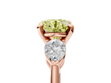 Rose gold Three-Stone Fancy Yellow Round  Diamond Ring with Pear Side Stones in Four-Prong Setting_5