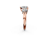 Rose gold Three-Stone Heart Brilliant Cut Solitaire Ring with Prong Setting on a Classic Band 2