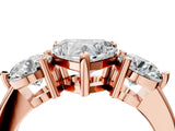 Rose gold Three-Stone Heart Brilliant Cut Solitaire Ring with Prong Setting on a Classic Band 4