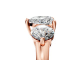 Rose gold Three-Stone Heart Brilliant Cut Solitaire Ring with Prong Setting on a Classic Band 5