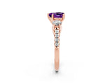 Rose gold Three-Stone Heart Cut Amethyst Pavé Band with Four-Prong Setting_2