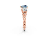 Rose gold Three-Stone Heart Cut Aquamarine Braided Band Ring with Four-Prong Setting_14