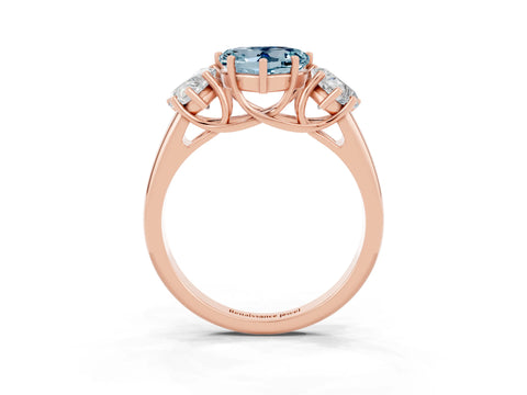 Rose gold Three-Stone Heart Cut Aquamarine Engagement Ring with Prong Setting_3
