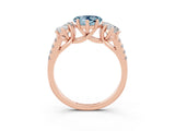 Rose gold Three-Stone Heart Cut Aquamarine Ring with Pavé Band and Prong Setting_15
