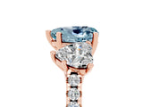 Rose gold Three-Stone Heart Cut Aquamarine Ring with Pavé Band and Prong Setting_17