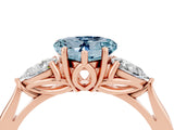 Rose gold Three-Stone Heart Cut Aquamarine Ring with Pear  Side Stones in Four-Prong Setting_16
