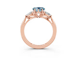 Rose gold Three-Stone Heart Cut Aquamarine Ring with Pear  Side Stones in Four-Prong Setting_39