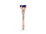Rose gold Three-Stone Heart Cut Blue Sapphire Pavé Band with Four-Prong Setting_2