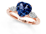 Rose gold Three-Stone Heart Cut Blue Sapphire Ring with Pear  Side Stones in Four-Prong Setting_13