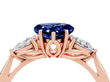 Rose gold Three-Stone Heart Cut Blue Sapphire Ring with Pear  Side Stones in Four-Prong Setting_16