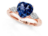 Rose gold Three-Stone Heart Cut Blue Sapphire Ring with Pear  Side Stones in Four-Prong Setting_37