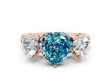 Rose gold Three-Stone Heart Cut Blue Topaz Braided Band Ring with Four-Prong Setting_12